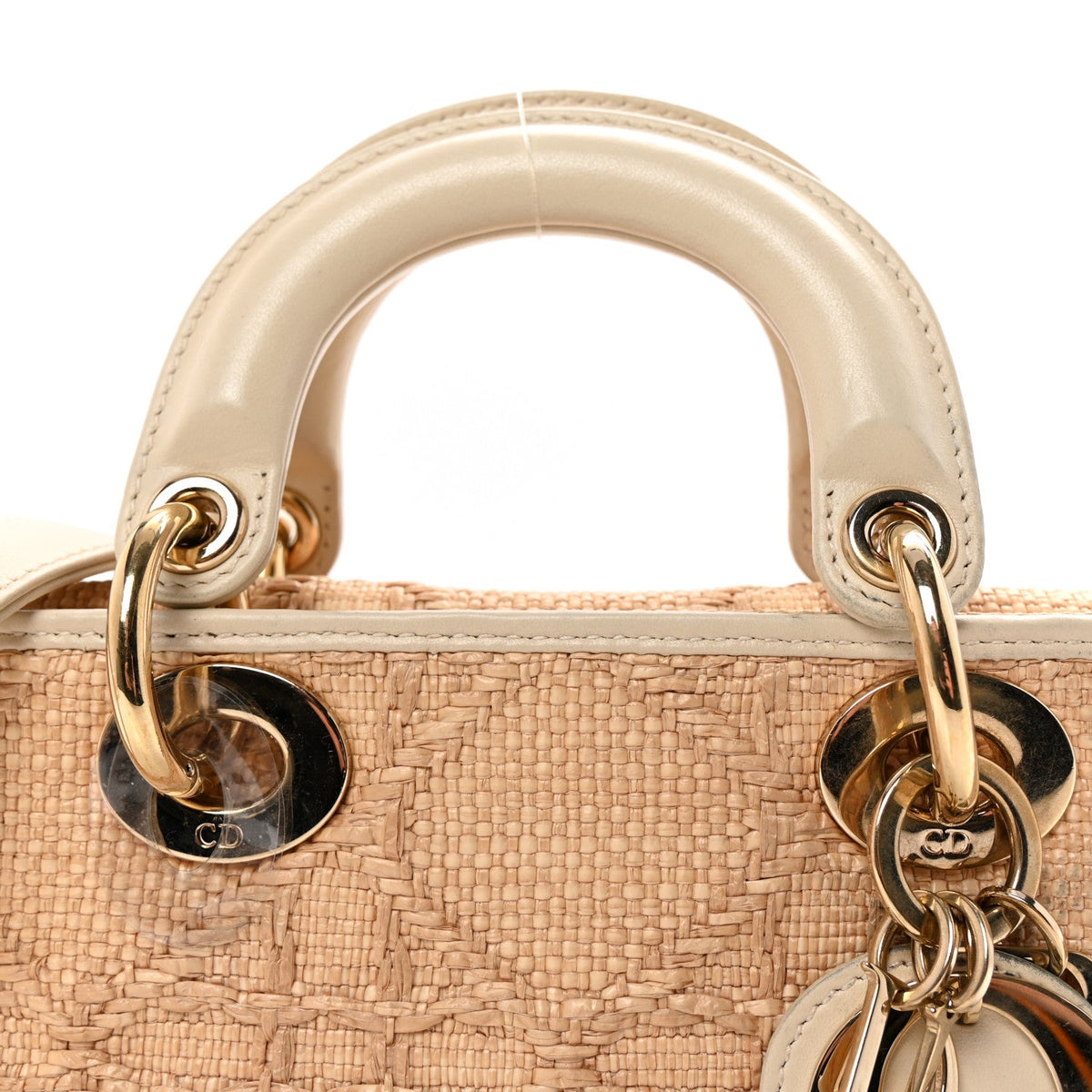 Raffia Macro Cannage Small Lady D-Joy Latte wholesalehk.shop