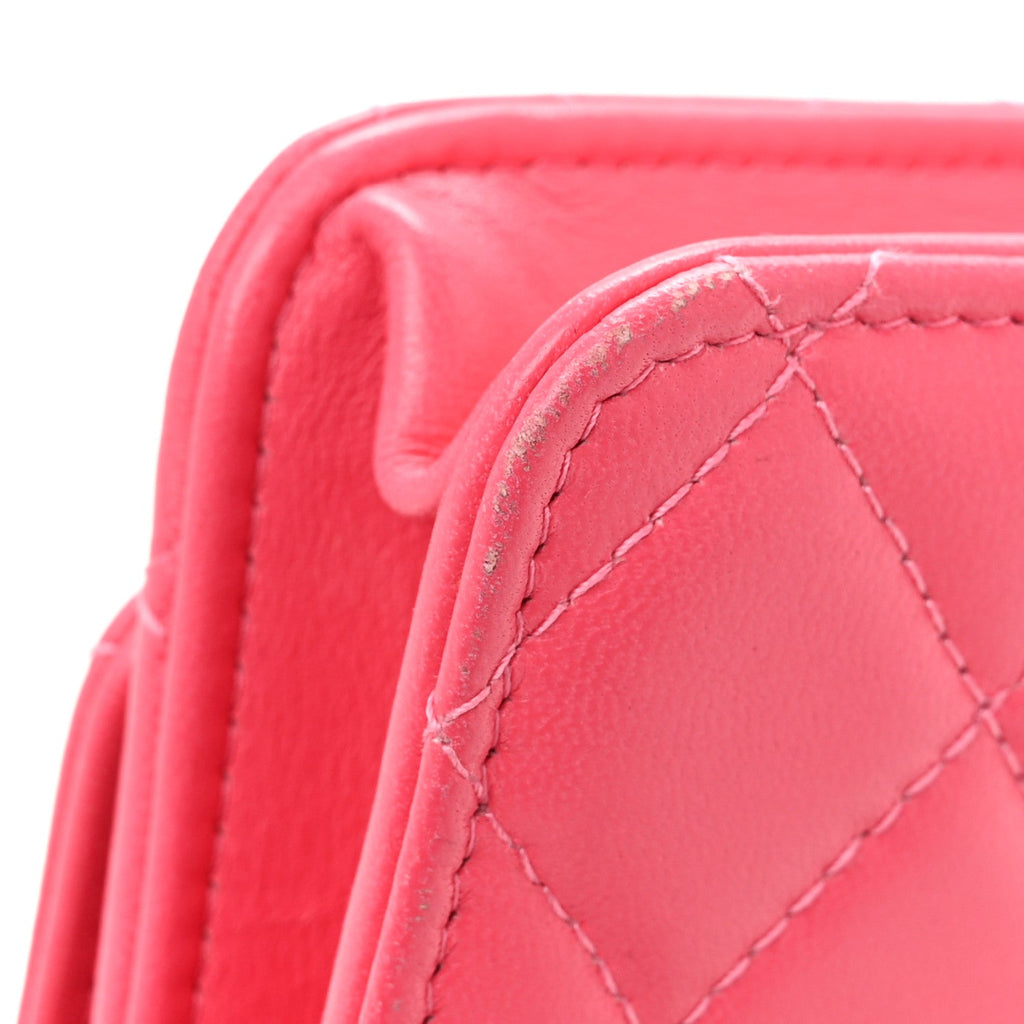 Lambskin Quilted Trendy CC Wallet On Chain WOC Pink wholesalehk.shop