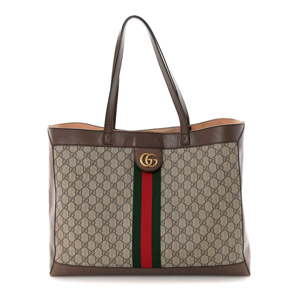 GG Supreme Monogram Web Ophidia Tote Brown wholesalehk.shop