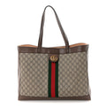 GG Supreme Monogram Web Ophidia Tote Brown wholesalehk.shop