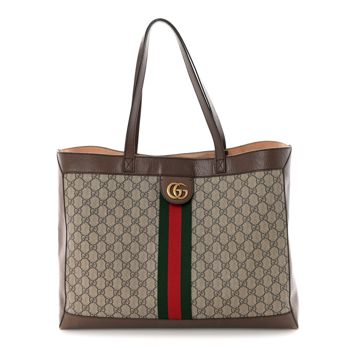GG Supreme Monogram Web Ophidia Tote Brown wholesalehk.shop