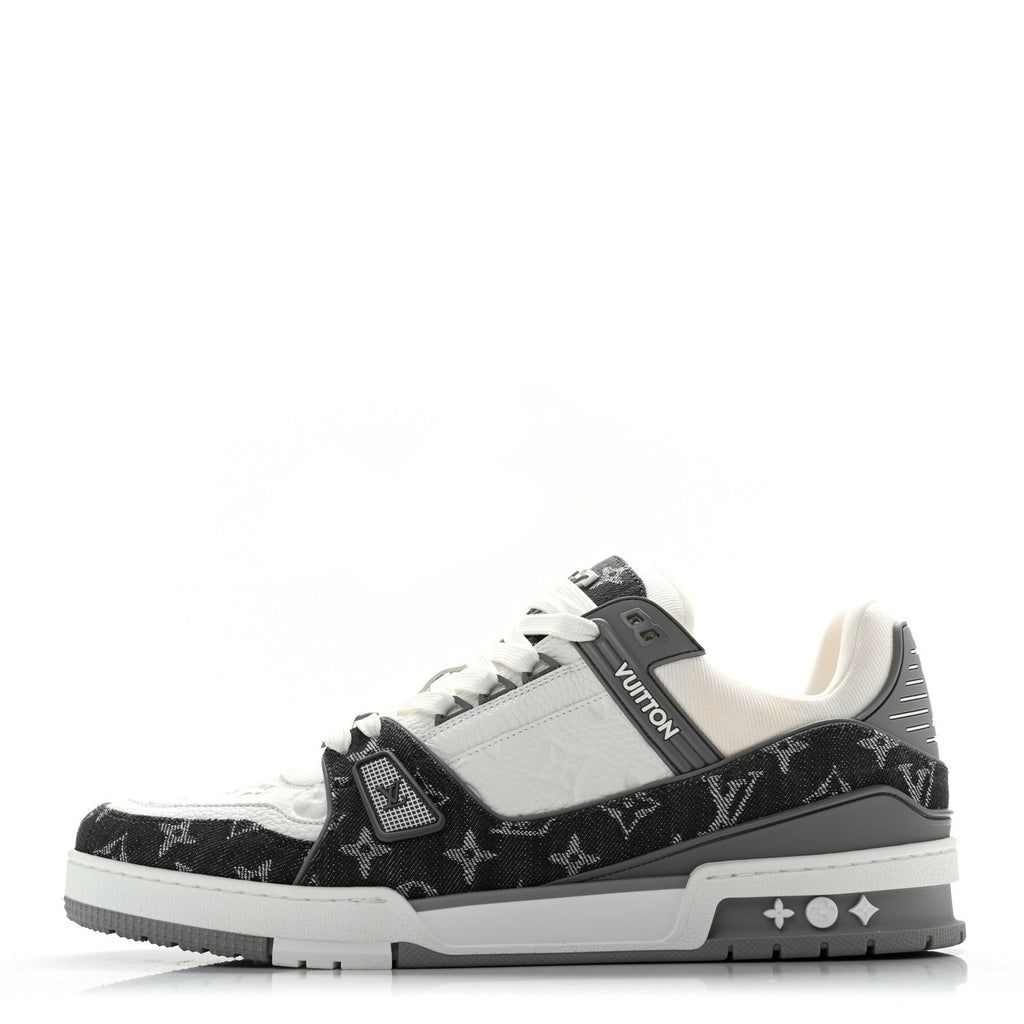 Calfskin Embossed Monogram Denim Mens LV Trainer Sneakers 11 Grey £¨ Direct shipment via from wholesalehk.shop