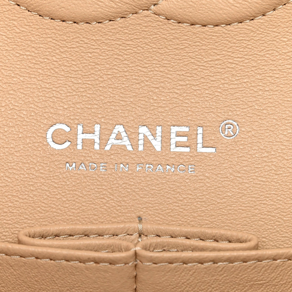 Caviar Quilted Medium Double Flap Beige wholesalehk.shop