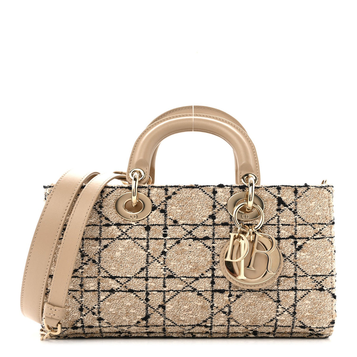 Tweed Cannage Medium Lady D-Joy Natural Black wholesalehk.shop