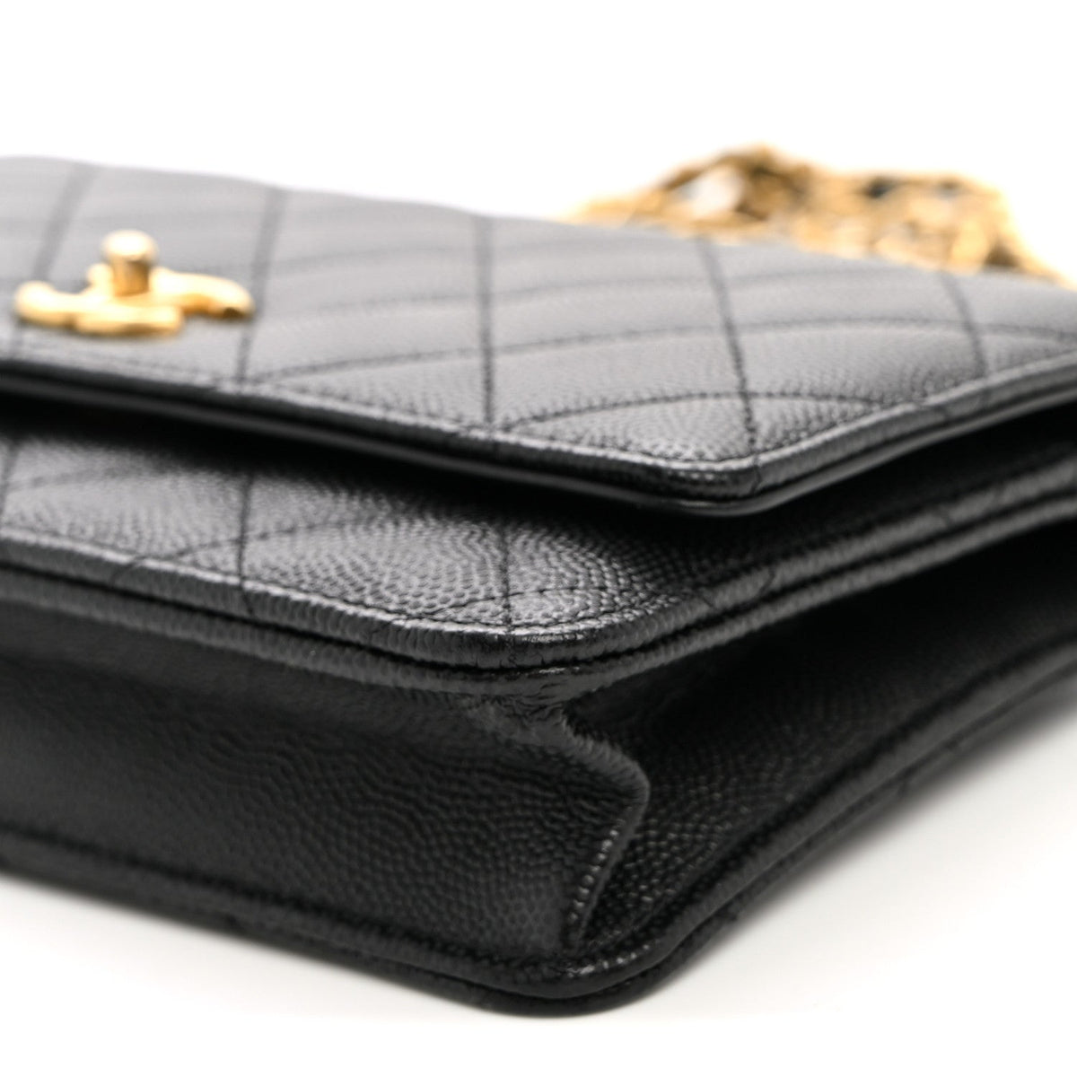 Caviar Quilted Coco Stamps Wallet On Chain WOC Black wholesalehk.shop