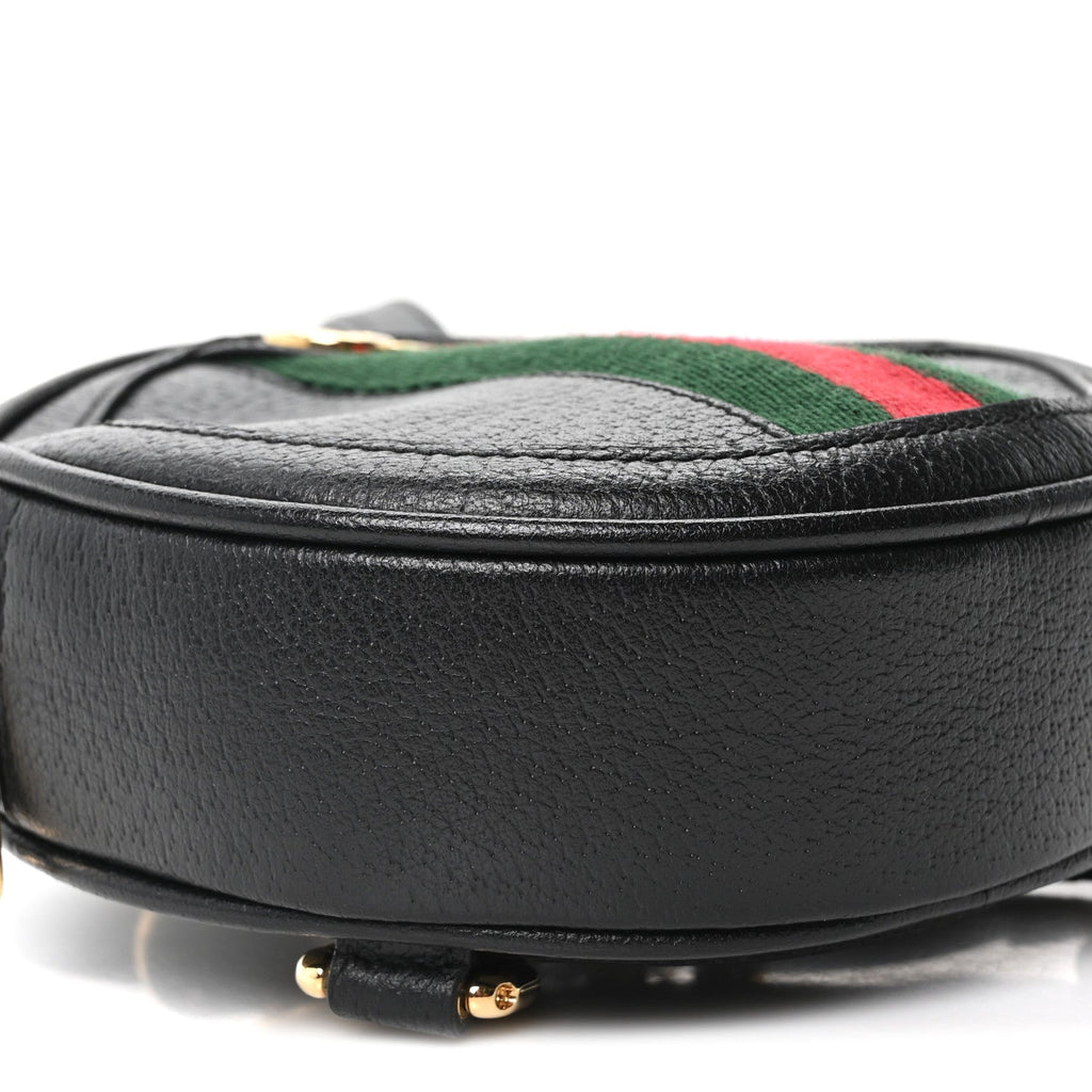 Grained Calfskin Web Mini Ophidia Round Backpack  Black wholesalehk.shop