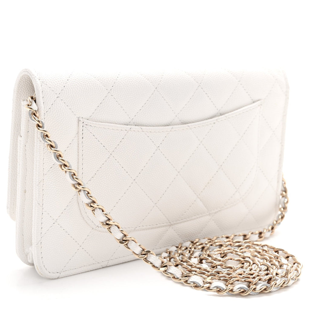 Caviar Quilted Enamel Coco Casino Wallet On Chain WOC White wholesalehk.shop