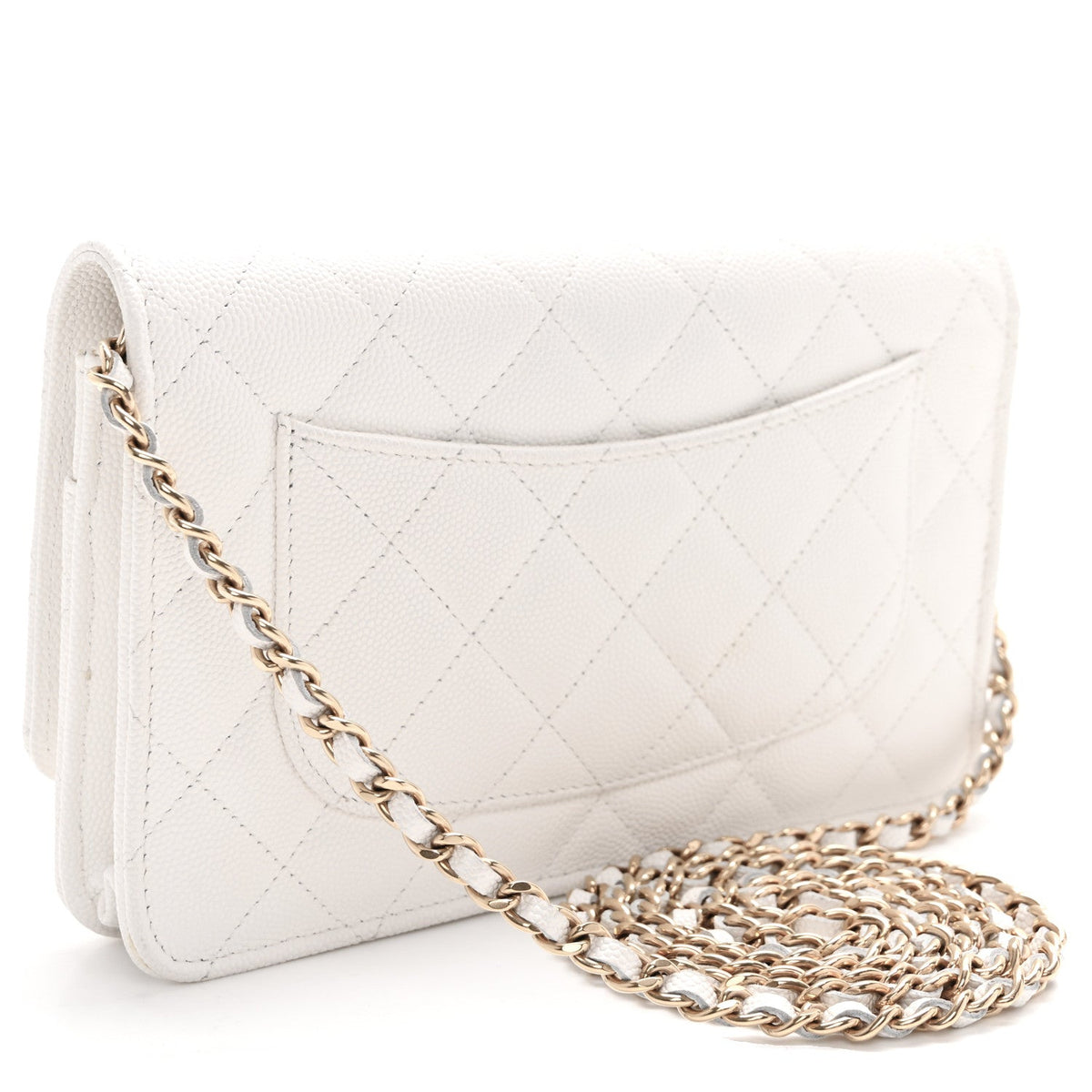 Caviar Quilted Enamel Coco Casino Wallet On Chain WOC White wholesalehk.shop