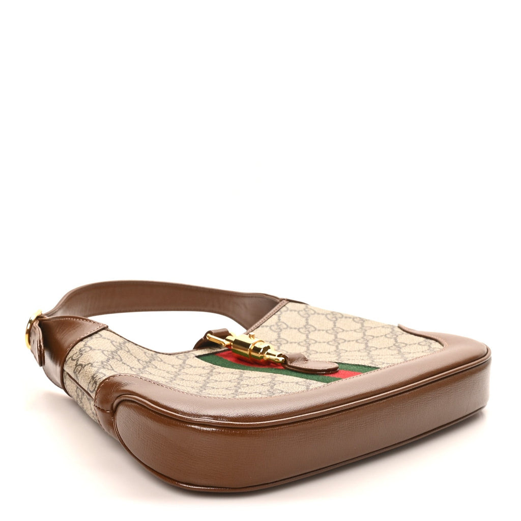 GG Supreme Monogram Azalea Calfskin Web Small Jackie 1961 Hobo Beige Ebony Brown Sugar £¨ Direct shipment via from wholesalehk.shop