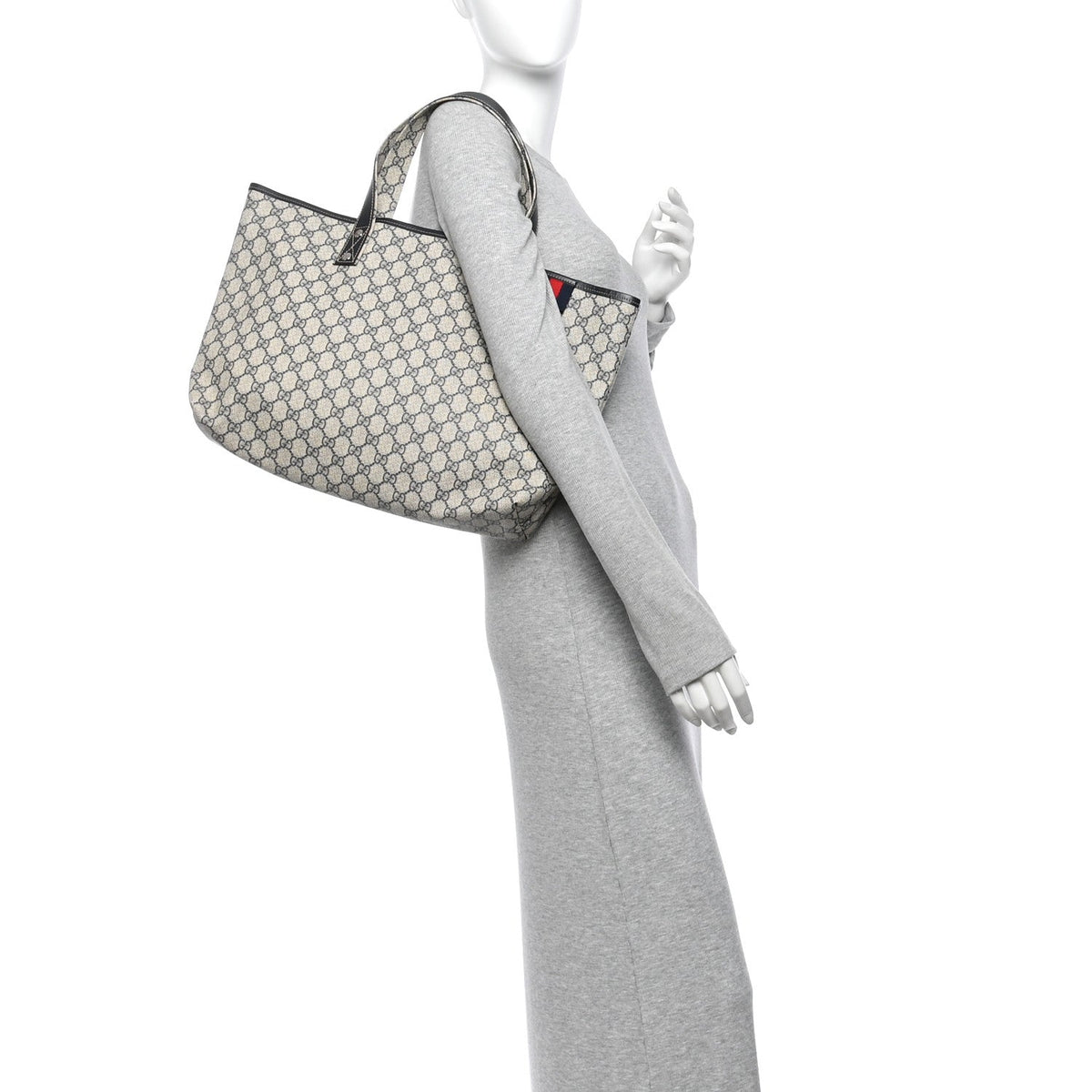 GG Plus Monogram Medium Signature Web Loop Tote Navy wholesalehk.shop