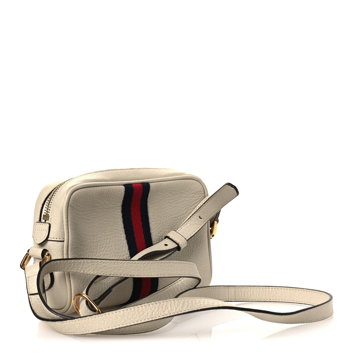 Textured Dollar Calfskin Web Mini Ophidia Shoulder Bag Mystic White wholesalehk.shop