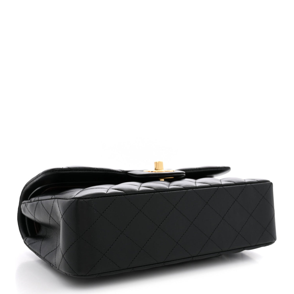 Lambskin Quilted Small Double Flap Black wholesalehk.shop