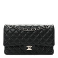 Lambskin Quilted Medium Double Flap  Black wholesalehk.shop