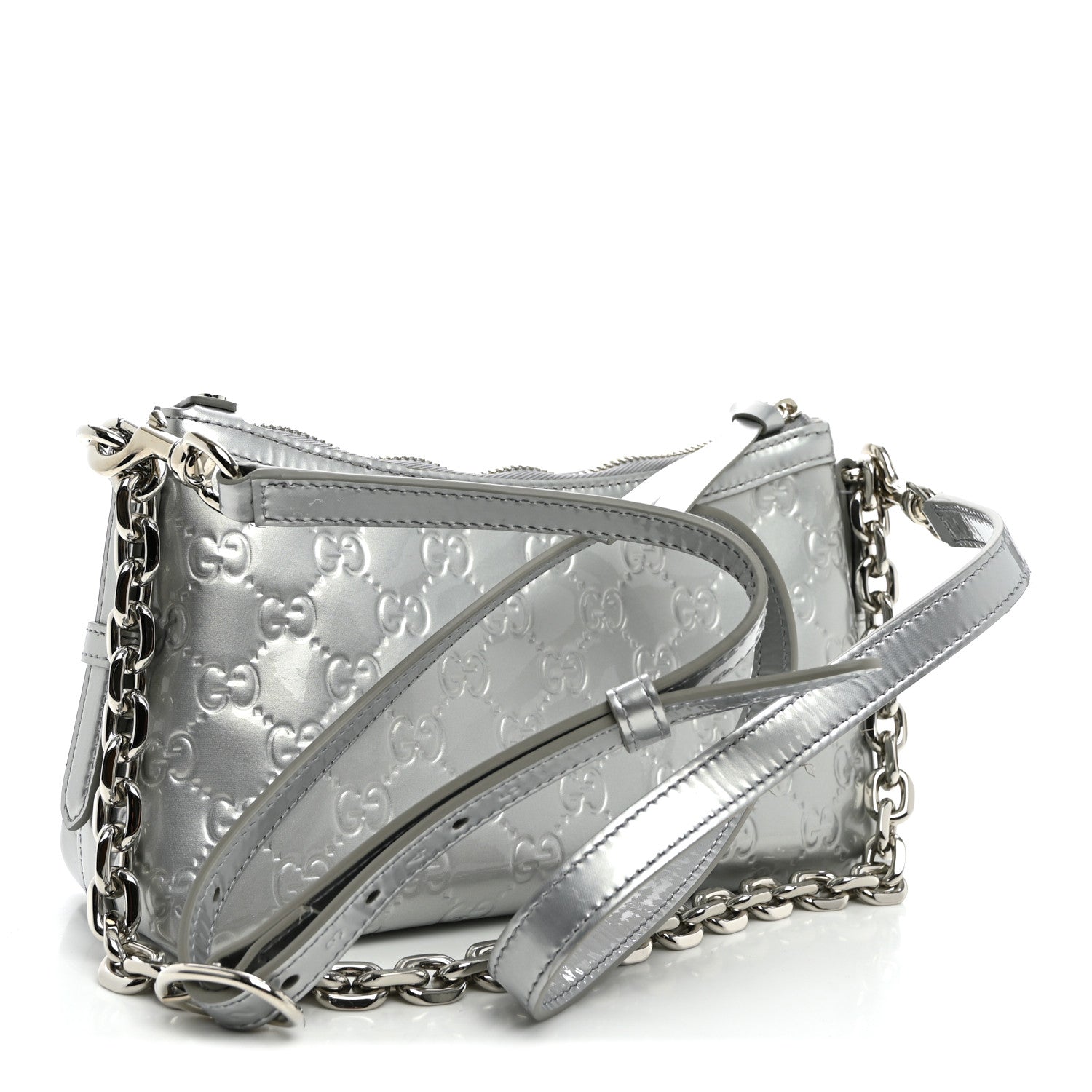 Shine Guccissima Emblem Small Shoulder Bag Silver £¨ Direct shipment via from wholesalehk.shop