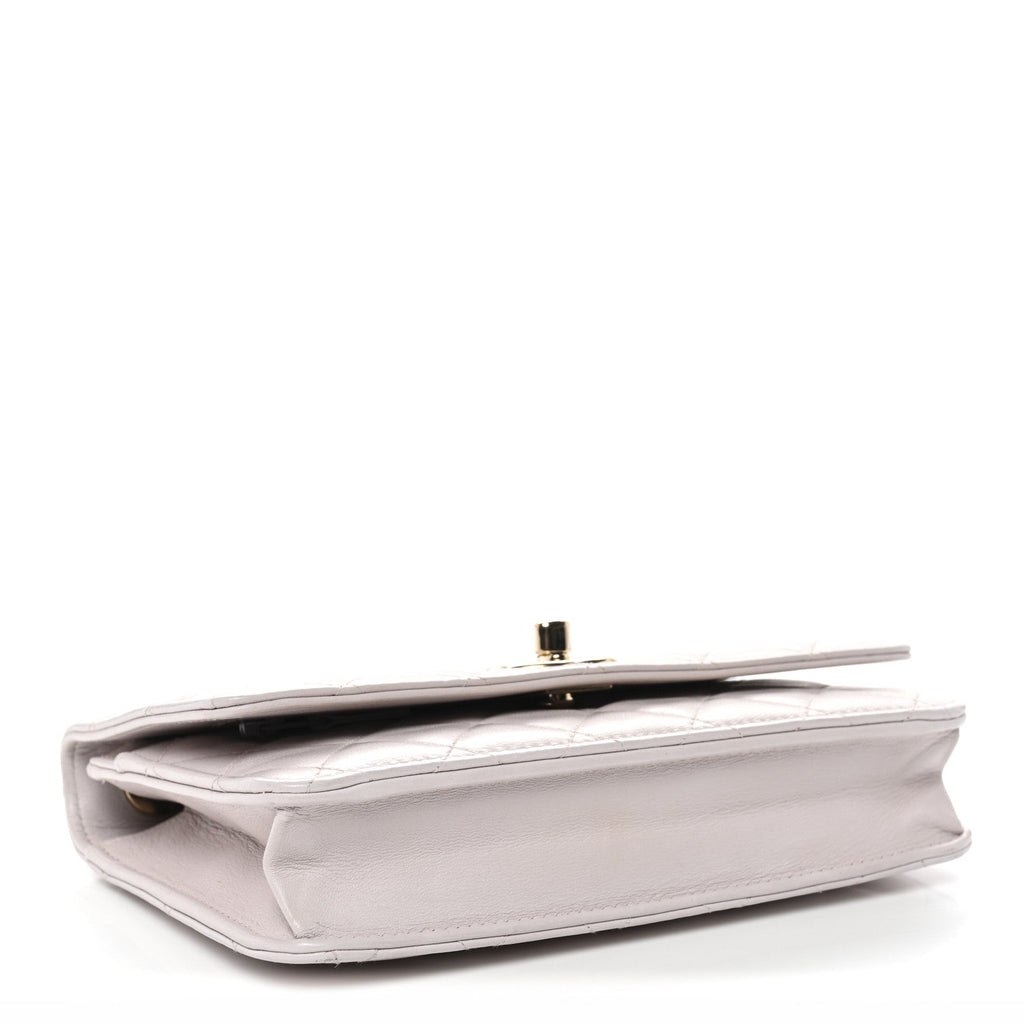 Lambskin Quilted Trendy CC Wallet On Chain WOC Lilac wholesalehk.shop