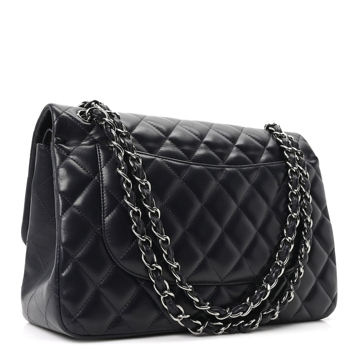 Lambskin Quilted Jumbo Double Flap Navy wholesalehk.shop