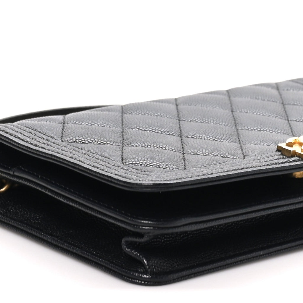 Caviar Quilted Boy Wallet On Chain WOC Black wholesalehk.shop