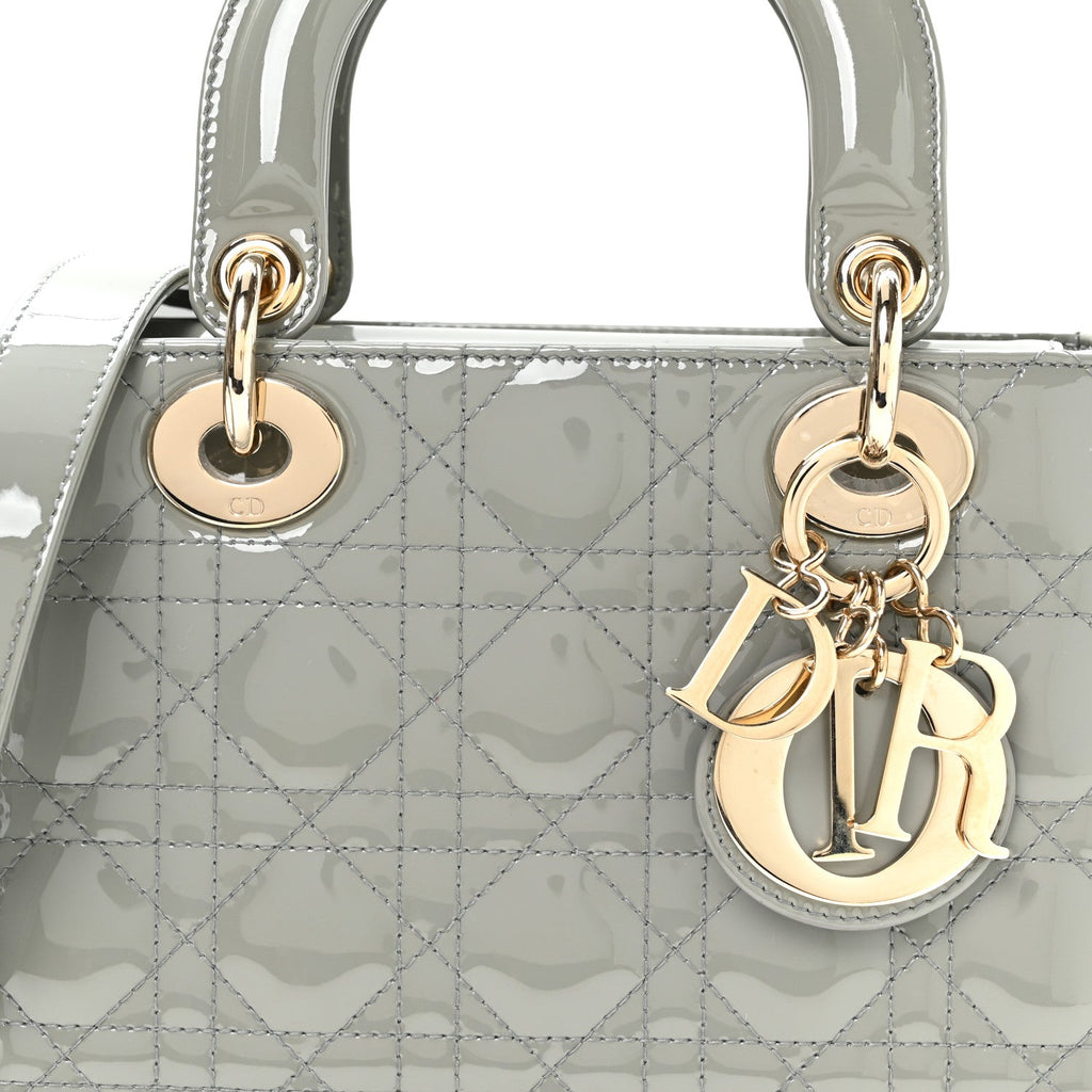 Patent Cannage Small Lady Dior Grey wholesalehk.shop