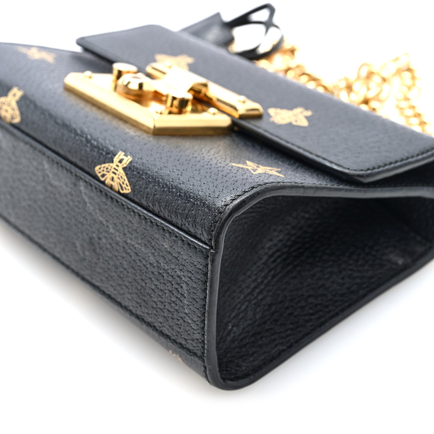 Grained Calfskin Bee Star Small Padlock Shoulder Bag Black £¨ Direct shipment via from wholesalehk.shop