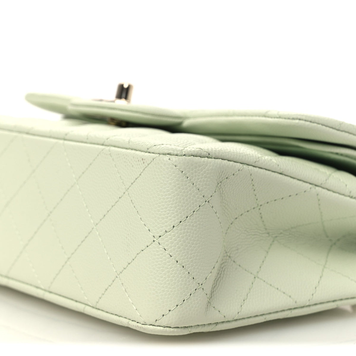 Caviar Quilted Small Double Flap Light Green wholesalehk.shop