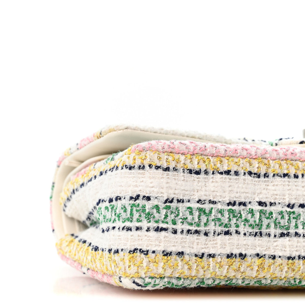 Tweed Quilted Medium Double Flap Yellow White Ochre wholesalehk.shop