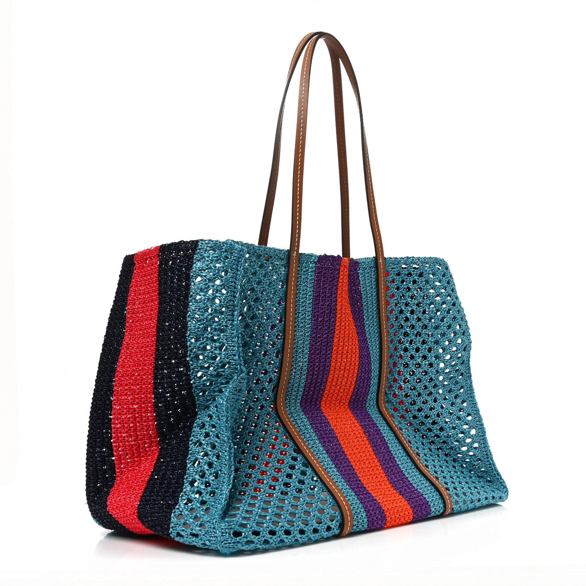 Raffia Web Woven Interlocking G Tote Blue Multicolor wholesalehk.shop