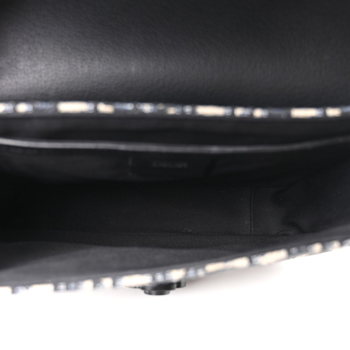 Oblique Jacquard Grained Calfskin Small Saddle Messenger Bag Beige Black wholesalehk.shop