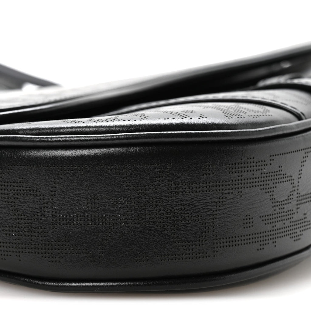 Calfskin Perforated Oblique Galaxy Mens Saddle Bag Black wholesalehk.shop