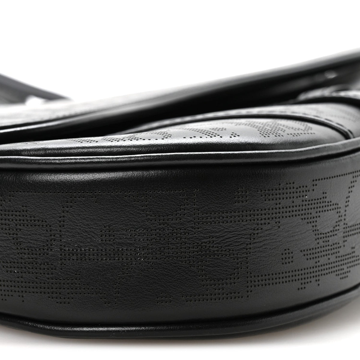 Calfskin Perforated Oblique Galaxy Mens Saddle Bag Black wholesalehk.shop