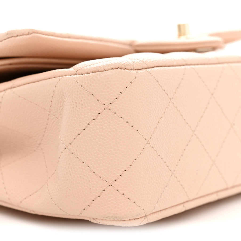 Caviar Quilted Medium Double Flap Light Beige wholesalehk.shop