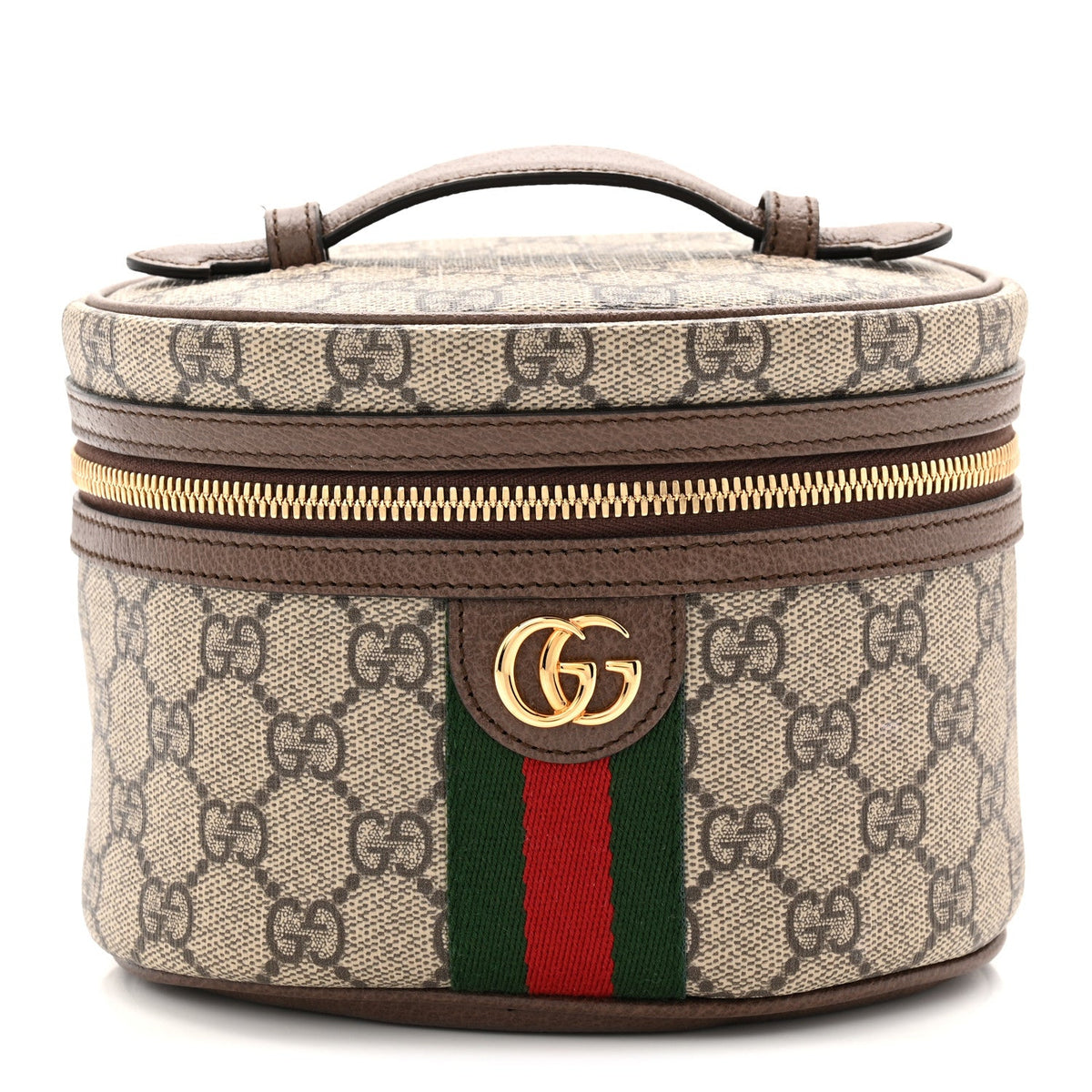 GG Supreme Monogram Textured Calfskin Web Ophidia Vanity Cosmetic Case Beige Ebony New Acero wholesalehk.shop
