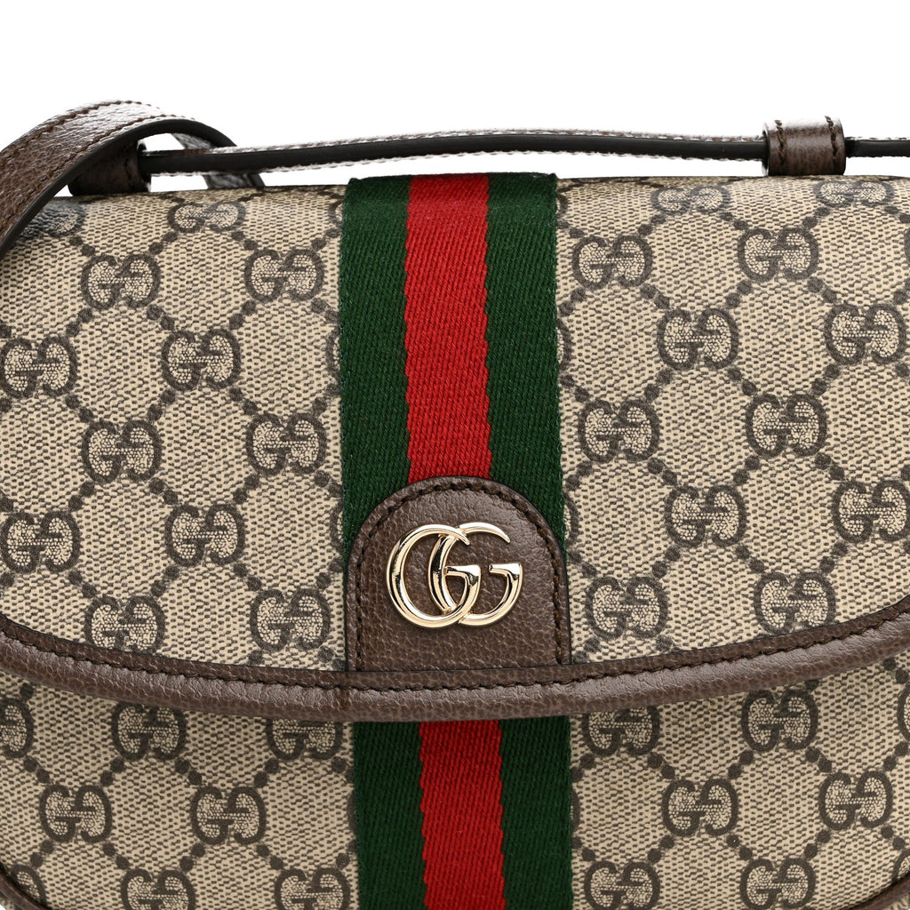 GG Supreme Monogram Textured Dollar Calfskin Small Ophidia Top Handle Shoulder Bag Beige Brown wholesalehk.shop