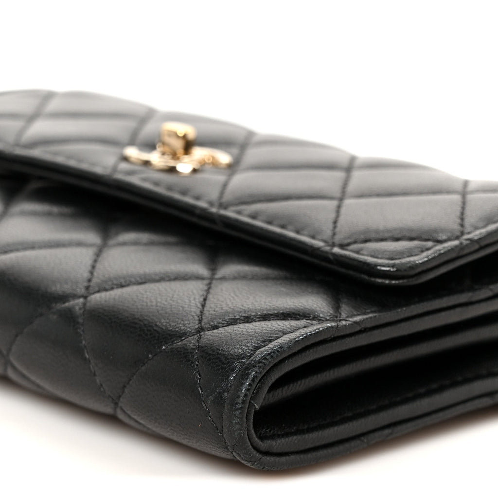Lambskin Quilted Trendy CC Chain Clutch WOC Black wholesalehk.shop