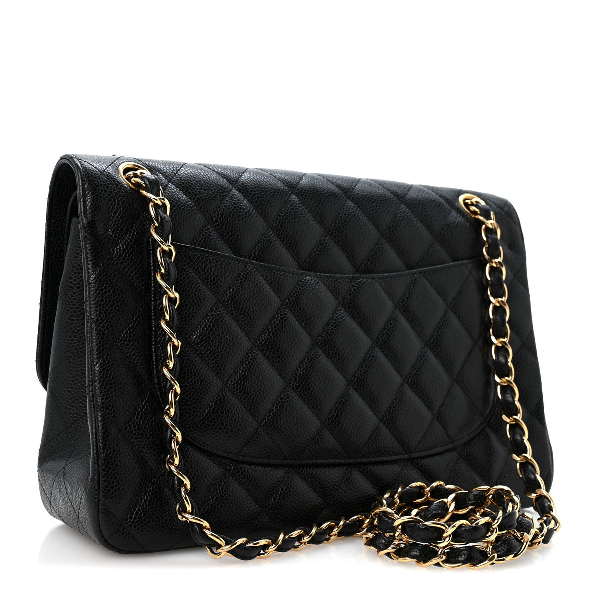 Caviar Quilted Jumbo Double Flap Black wholesalehk.shop