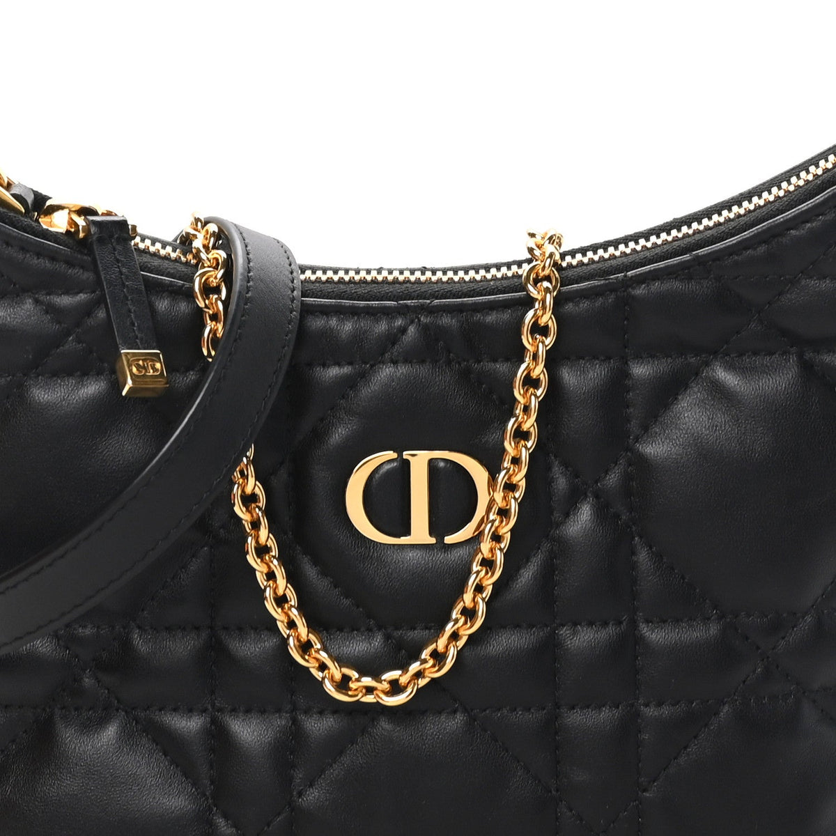 Calfskin Macrocannage Miss Caro Diorling Mini Bag with Chain Black wholesalehk.shop