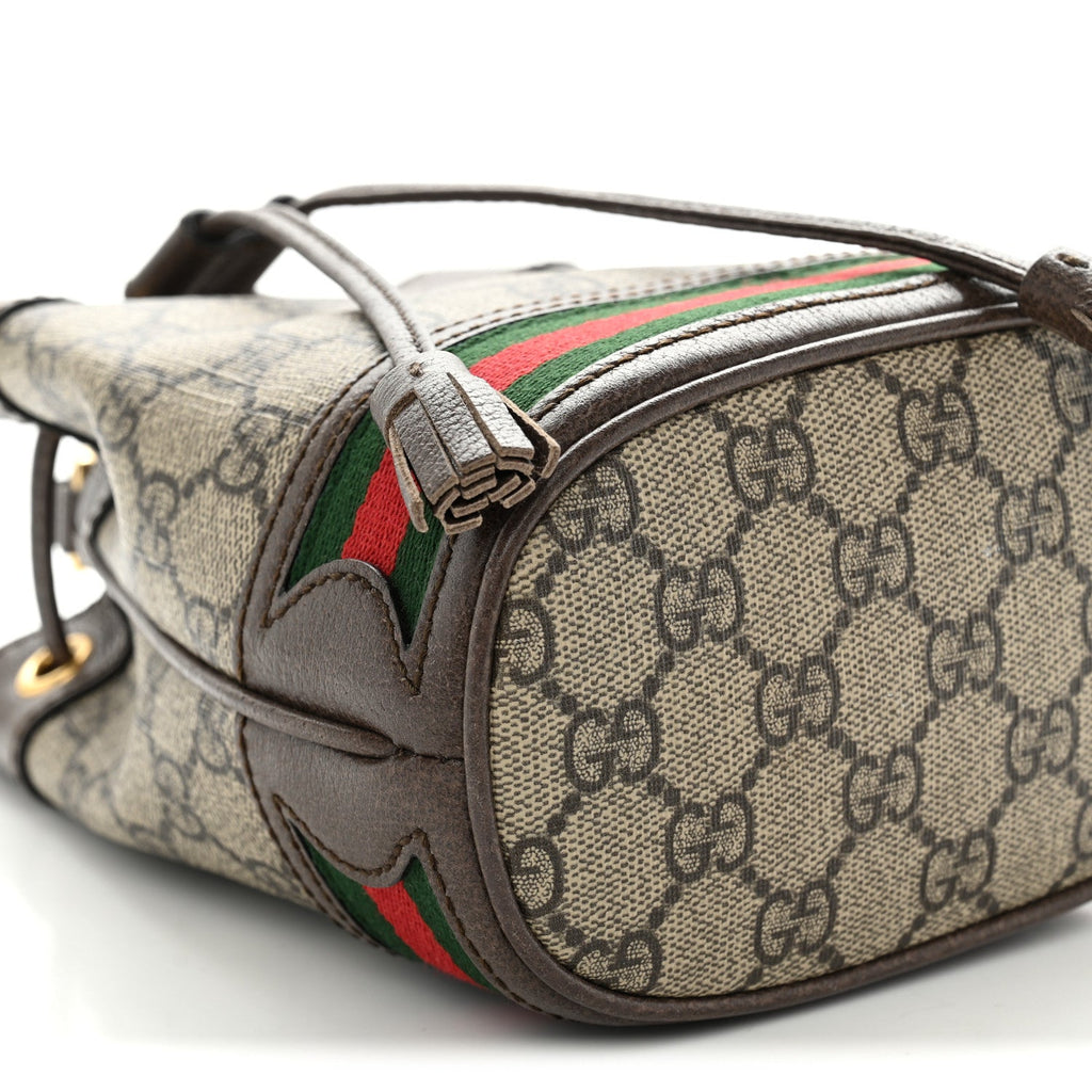 GG Supreme Monogram Web Mini Ophidia Bucket Bag Brown wholesalehk.shop