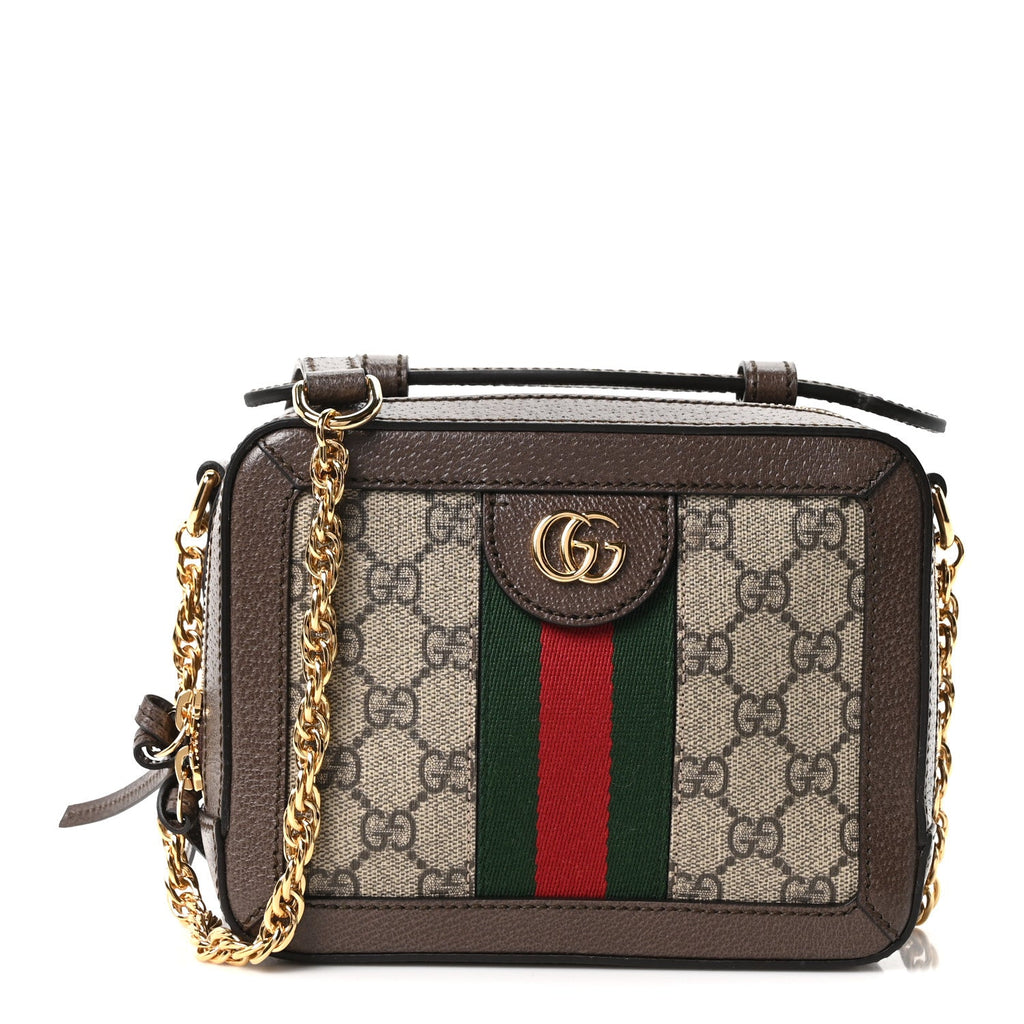GG Supreme Monogram Mini Ophidia Top Handle Shoulder Bag Brown wholesalehk.shop