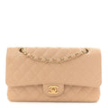 Caviar Quilted Medium Double Flap Beige wholesalehk.shop