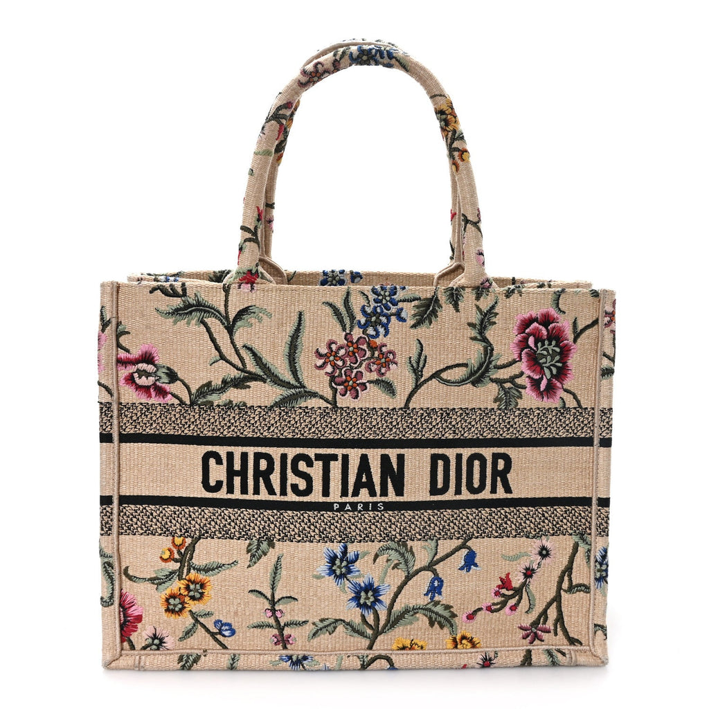 Raffia Embroidered Petites Fleurs Medium Book Tote Natural £¨ Direct shipment via from wholesalehk.shop