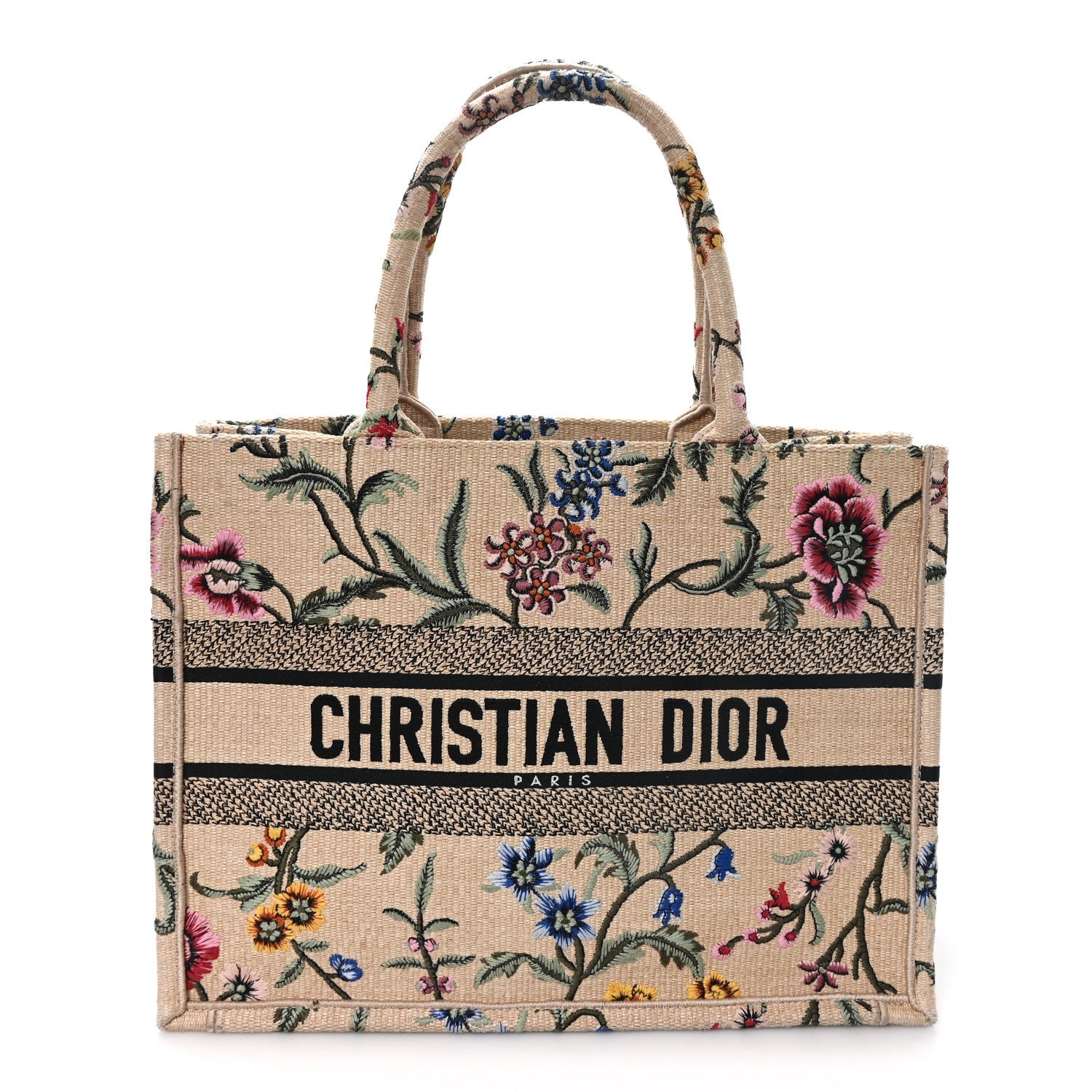 Raffia Embroidered Petites Fleurs Medium Book Tote Natural £¨ Direct shipment via from wholesalehk.shop