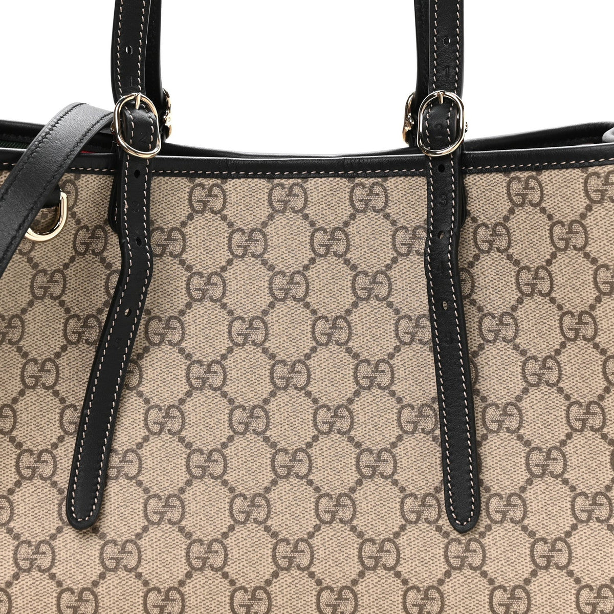 GG Supreme Monogram Emblem Medium Tote Bag Beige Black wholesalehk.shop