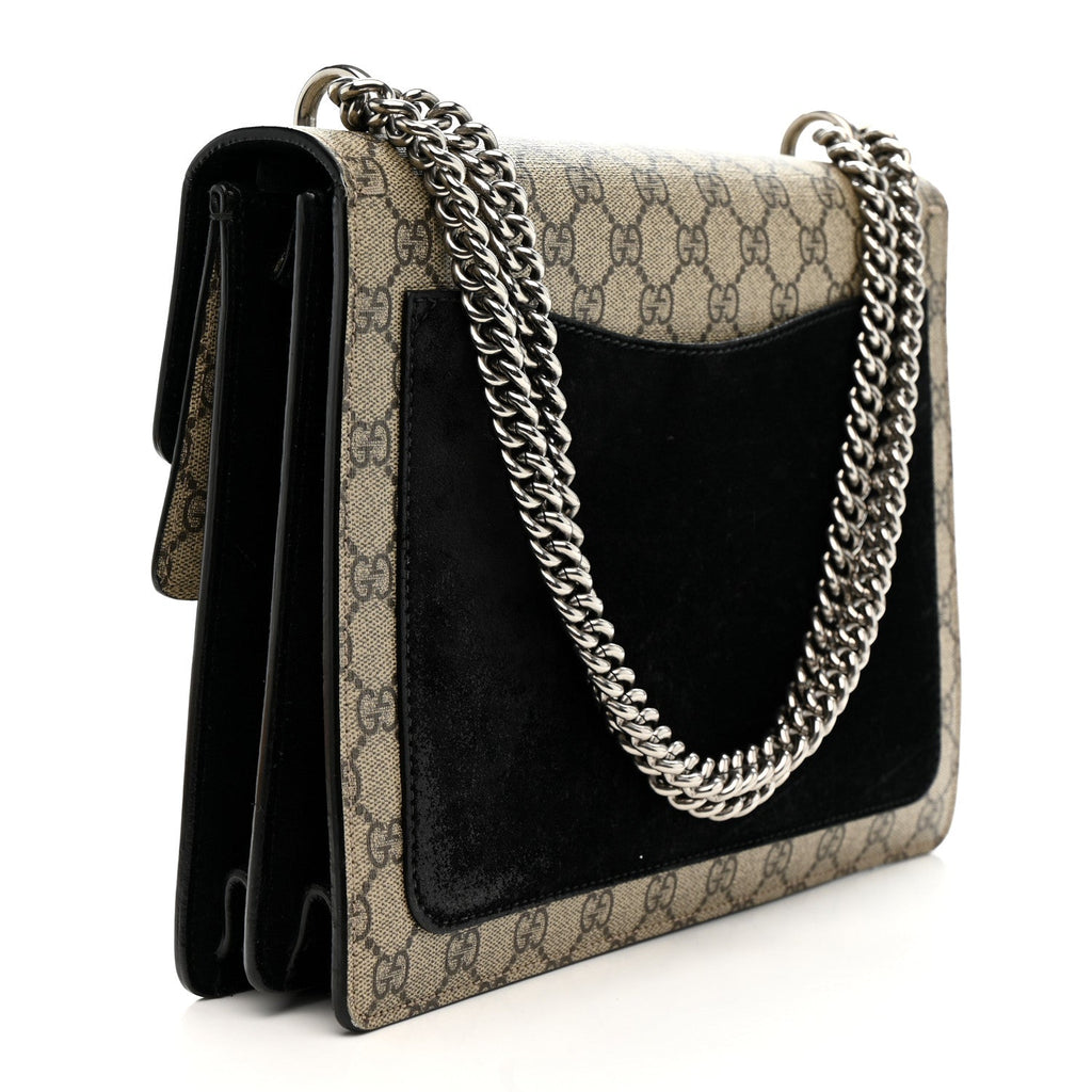 GG Supreme Monogram Medium Dionysus Shoulder Bag Black wholesalehk.shop