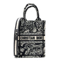 Canvas Toile de Jouy Reverse Embroidered Mini Book Tote Phone Bag Blue £¨ Direct shipment via from wholesalehk.shop