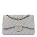 Caviar Quilted Jumbo Double Flap Grey wholesalehk.shop