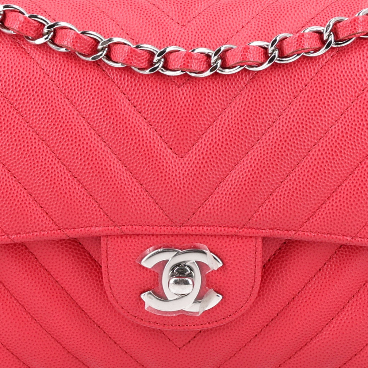Caviar Chevron Quilted Small Double Flap Dark Pink wholesalehk.shop