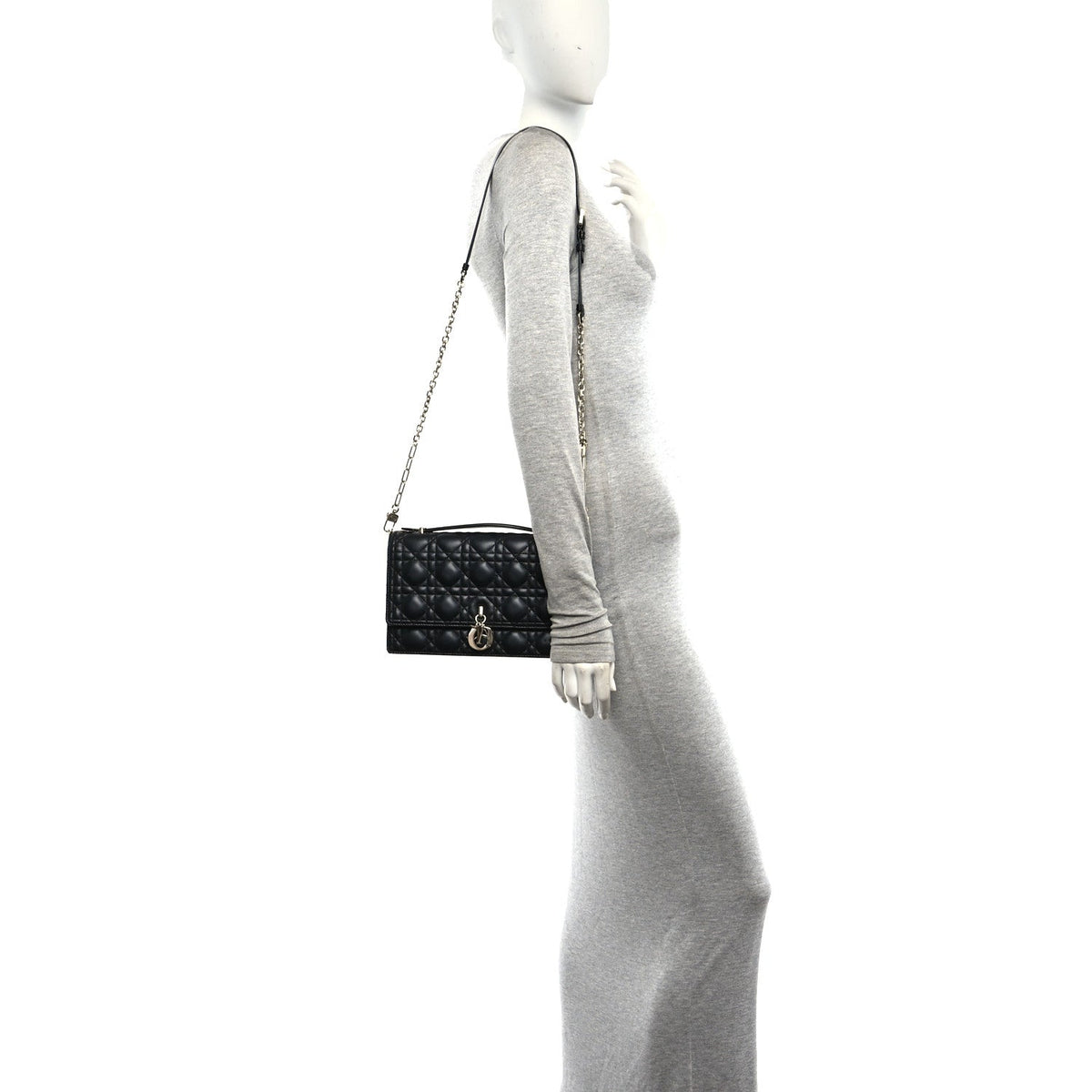 Lambskin Cannage Miss Dior Top Handle Bag Black wholesalehk.shop