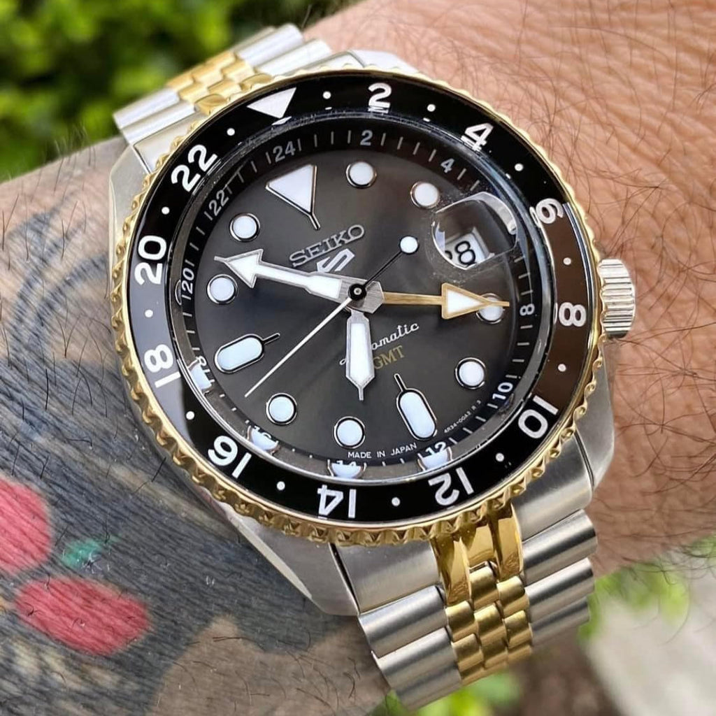 Seiko 5 Sports GMT US Special Edition Automatic Grey Dial Silver Steel Strap Watch For Men - SSK021K1 wholesalehk.shop