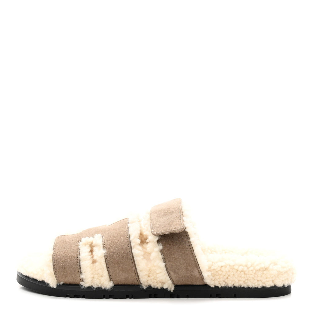 Suede Goatskin Woolskin Womens Chypre Sandals 38.5 Etoupe wholesalehk.shop