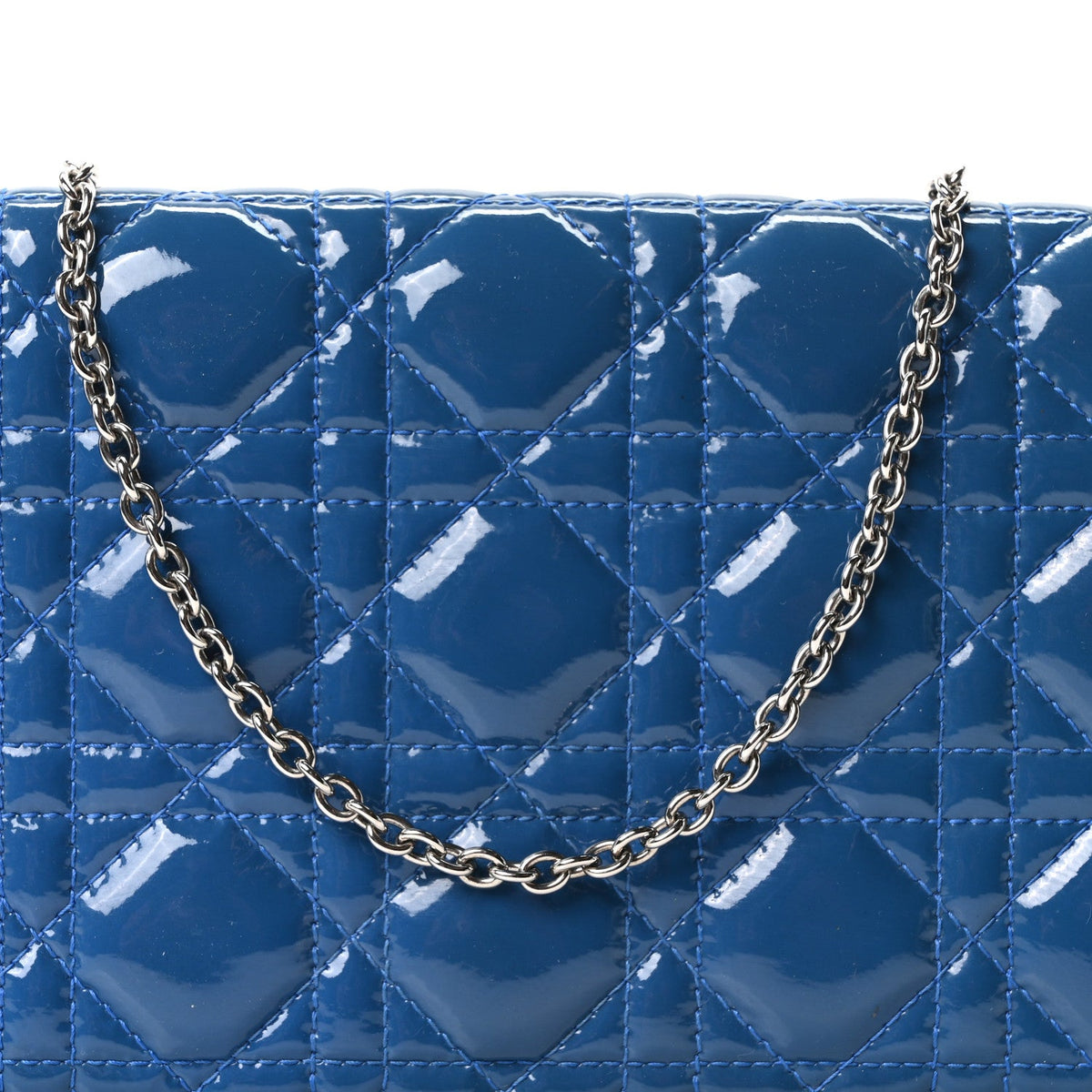 Patent Cannage Lady Dior Convertible Clutch Blue wholesalehk.shop