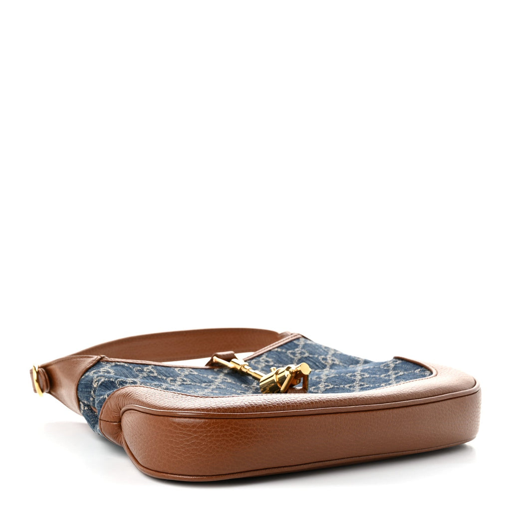 New Denim GG Monogram Calfskin Small Jackie 1961 Hobo Blue Tea Cuir £¨ Direct shipment via from wholesalehk.shop